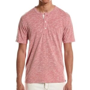 Faherty Heather Pink Henley Short Sleeve Shirt Size XXL